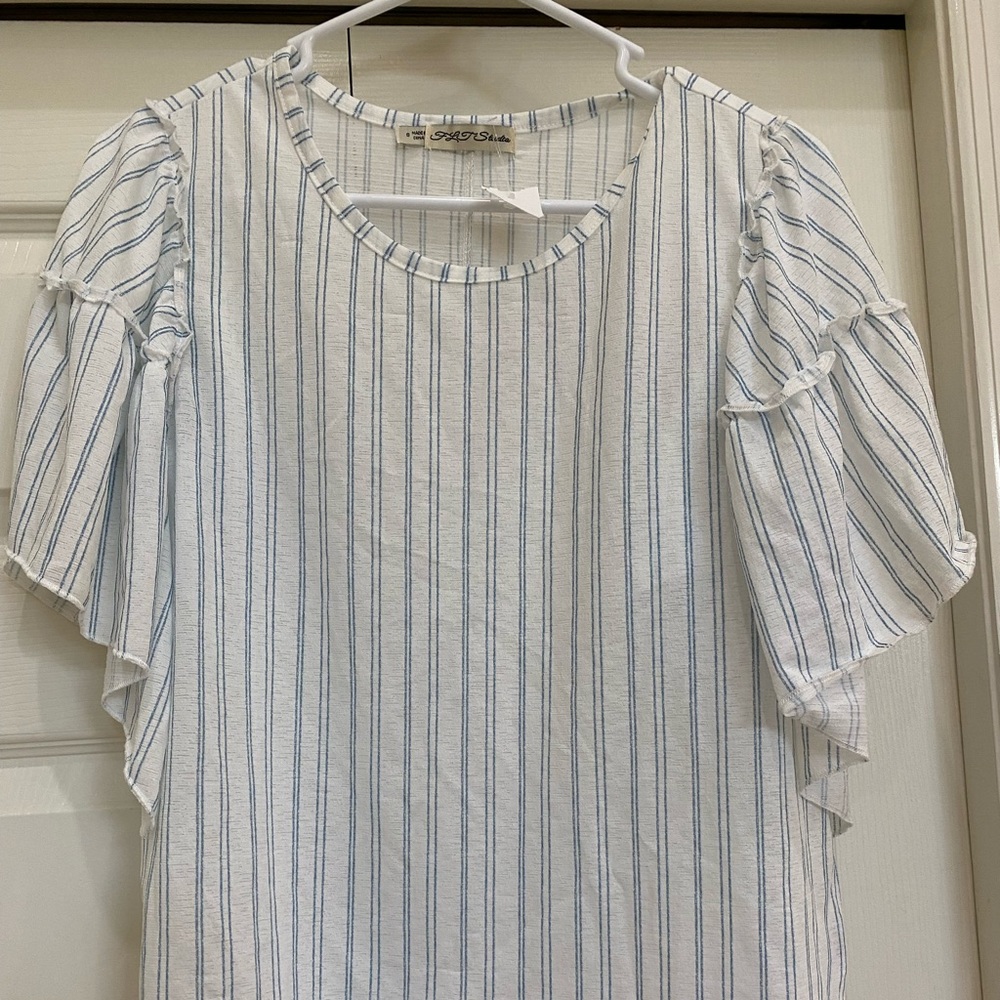 FLJ studio top. NWT. Blue and white striped. Light and airy, perfect for summer!
